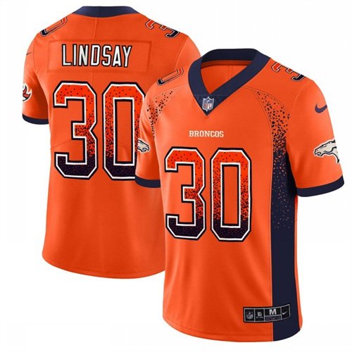 Nike Broncos #30 Phillip Lindsay Orange Team Color Stitched NFL Limited Rush Drift Fashion Jersey
