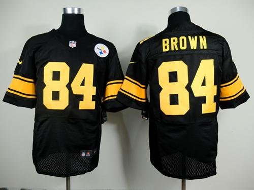 Nike Steelers #84 Antonio Brown Black(Gold No.) Stitched NFL Elite Jersey - PSJ531