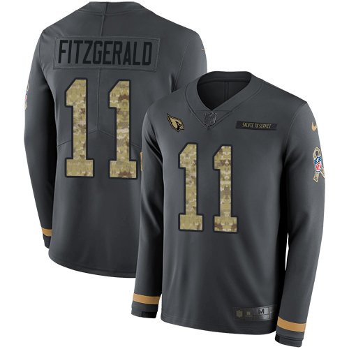 Nike Cardinals #11 Larry Fitzgerald Anthracite Salute to Service Stitched NFL Limited Therma Long Sleeve Jersey - ACJ349