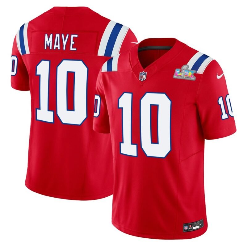 New England Patriots #10 Drake Maye Red F.U.S.E. Vapor Limited Stitched Football Jersey - NEP103