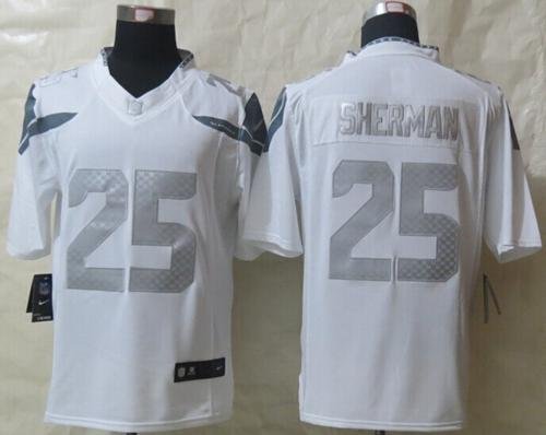 Nike Seahawks #25 Richard Sherman White Stitched NFL Limited Platinum Jersey