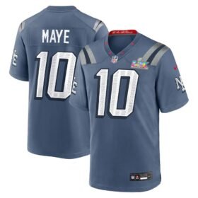 New England Patriots #10 Drake Maye Blue Super Bowl LX Patch Rivalries Collection Game Jersey - NEP147