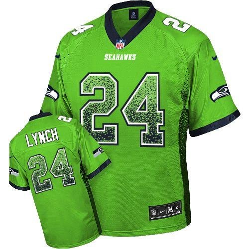 Nike Seahawks #24 Marshawn Lynch Green Stitched NFL Elite Drift Fashion Jersey