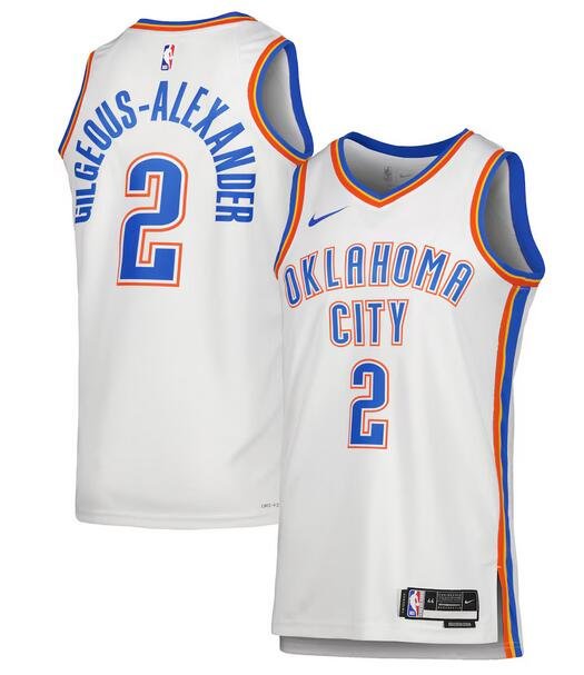 White Oklahoma City Thunder #2 Shai Gilgeous-Alexander Association Edition Stitched Basketball Jersey - OKC106