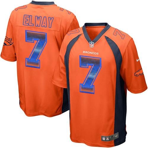 Nike Broncos #7 John Elway Orange Team Color Stitched NFL Limited Strobe Jersey