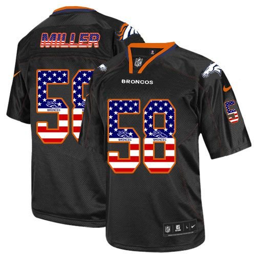 Nike Broncos #58 Von Miller Black Stitched NFL Elite USA Flag Fashion Jersey