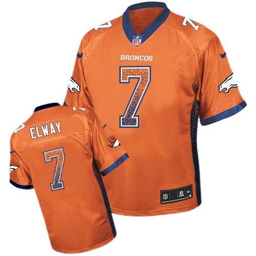 Nike Broncos #7 John Elway Orange Team Color Stitched NFL Elite Drift Fashion Jersey