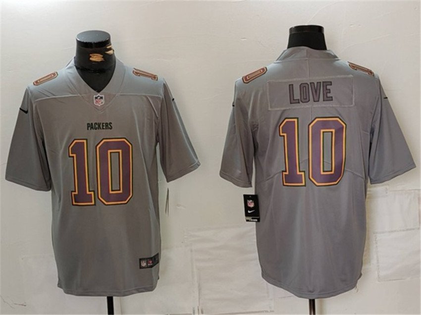 Grey Green Bay Packers #10 Jordan Love Atmosphere Fashion Stitched Football Jersey - GBJ196