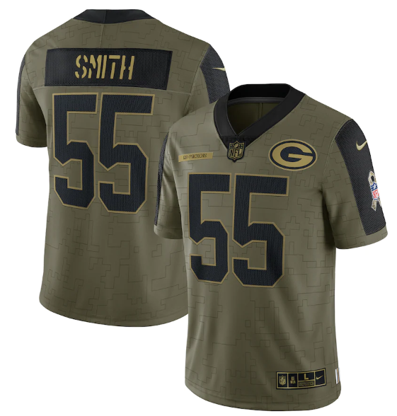 Olive Green Bay Packers #55 Za'Darius Smith 2021 Salute To Service Limited Stitched Jersey - GBJ42
