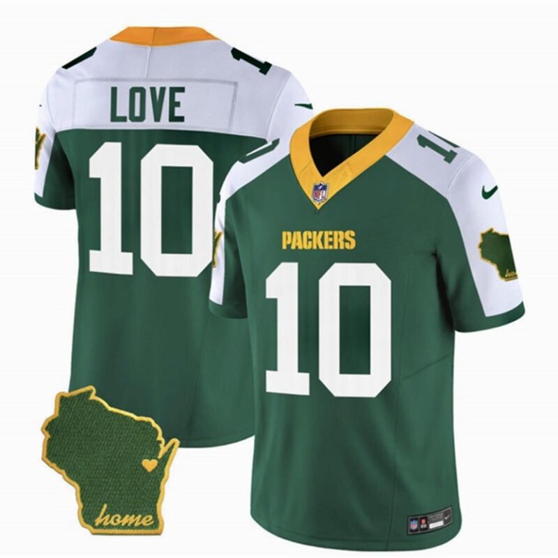 Green/White Green Bay Packers #10 Jordan Love 2023 F.U.S.E. Home Patch Vapor Untouchable Limited Stitched Jersey - GBJ11