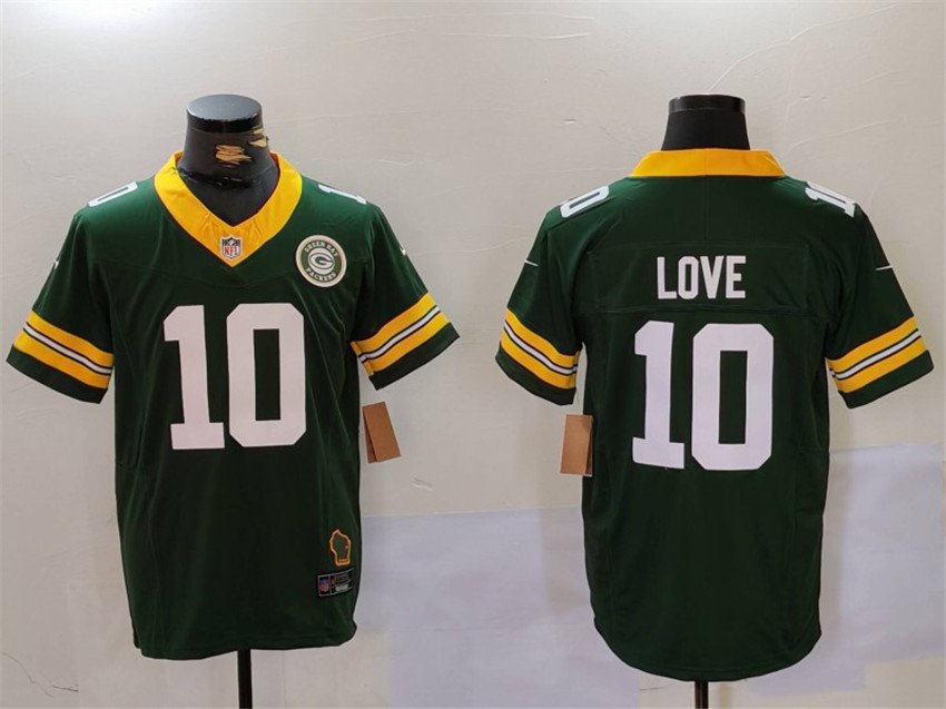 Green Green Bay Packers #10 Jordan Love 2023 F.U.S.E. With Patch Limited Stitched Football Jersey - GBJ316