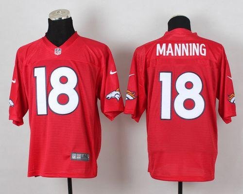 Nike Broncos #18 Peyton Manning Red Stitched NFL Elite QB Practice Jersey