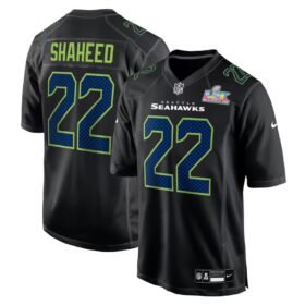 Seattle Seahawks #22 Rashid Shaheed  Black Super Bowl LX Patch Carbon Fashion Game Jersey - SSR670