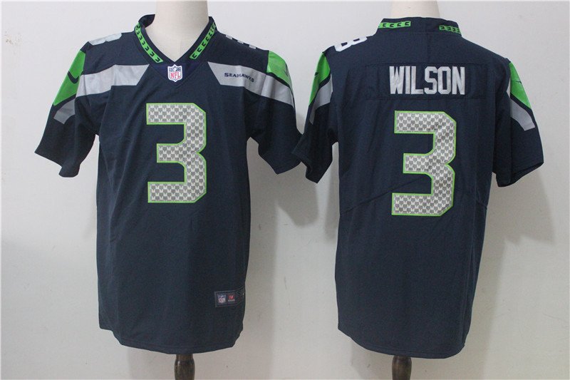 Seattle Seahawks #3 Russell Wilson Steel Blue Team Color Stitched NFL Vapor Untouchable Limited Jersey
