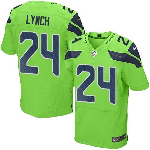 Nike Seahawks #24 Marshawn Lynch Green Stitched NFL Elite Rush Jersey
