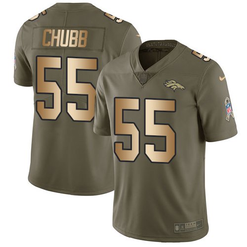 Nike Broncos #55 Bradley Chubb Olive/Gold Stitched NFL Limited 2017 Salute To Service Jersey