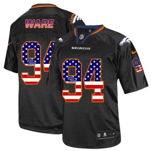 Nike Broncos #94 DeMarcus Ware Black Stitched NFL Elite USA Flag Fashion Jersey