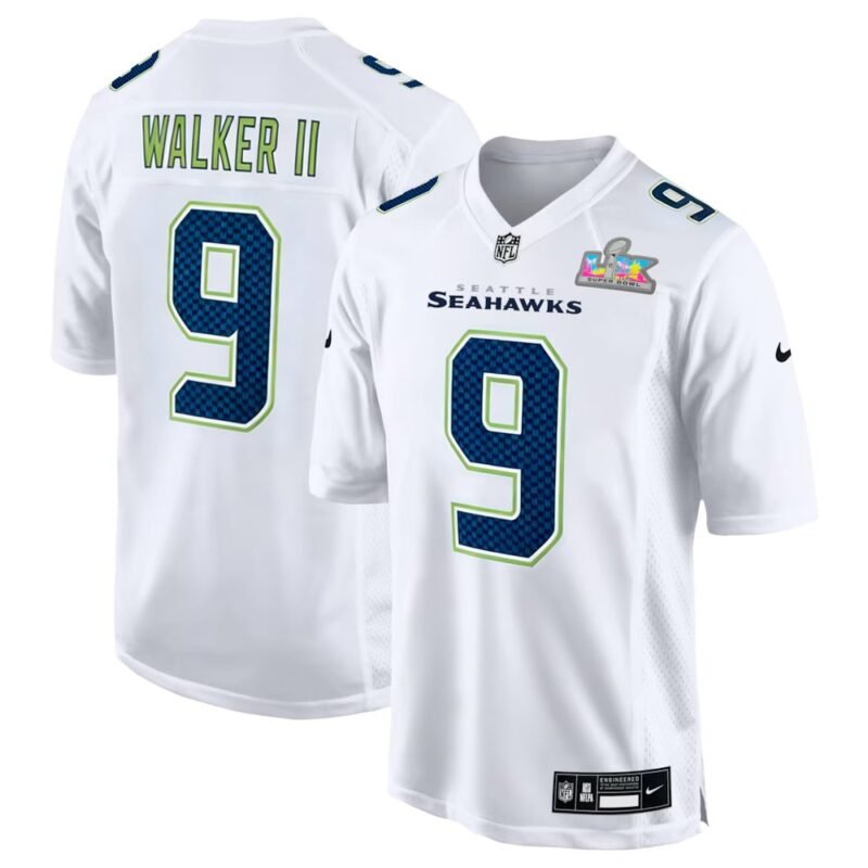 Seattle Seahawks #9 Kenneth Walker III White Super Bowl LX Patch Tundra Fashion Game Jersey - SSR651