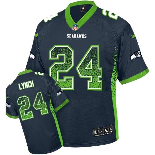 Nike Seahawks #24 Marshawn Lynch Steel Blue Team Color Stitched NFL Elite Drift Fashion Jersey