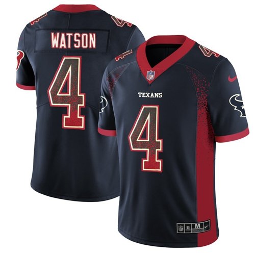 Nike Texans #4 Deshaun Watson Navy Blue Team Color Stitched NFL Limited Rush Drift Fashion Jersey - HTJ141