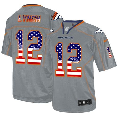 Nike Broncos #12 Paxton Lynch Lights Out Grey Stitched NFL Elite USA Flag Fashion Jersey
