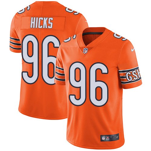 Nike Bears #96 Akiem Hicks Orange Stitched NFL Limited Rush Jersey - CBJ238