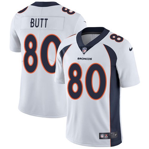 Nike Broncos #80 Jake Butt White Stitched NFL Vapor Untouchable Limited Jersey