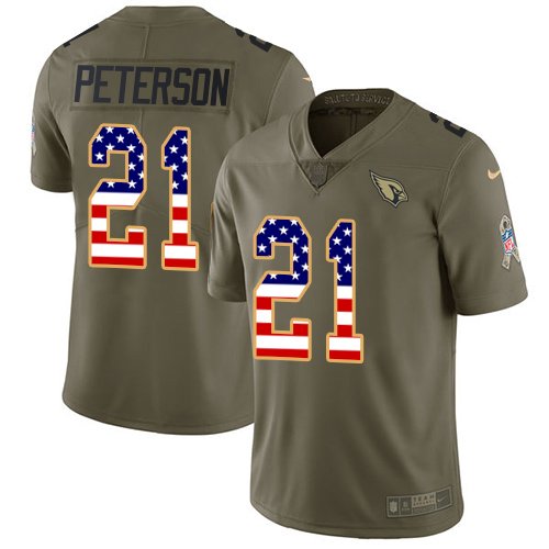 Nike Cardinals #21 Patrick Peterson Olive/USA Flag Stitched NFL Limited 2017 Salute to Service Jersey - ACJ215