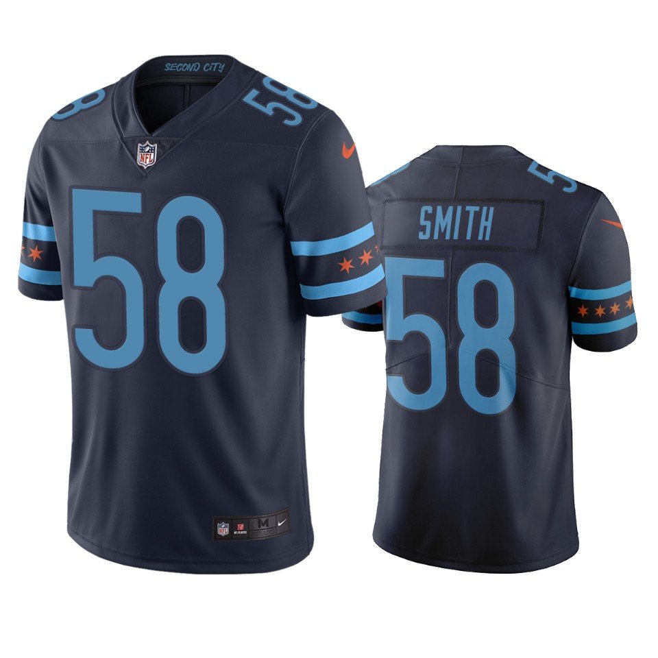 Chicago Bears #58 Roquan Smith Navy Vapor Limited City Edition NFL Jersey - CBJ342