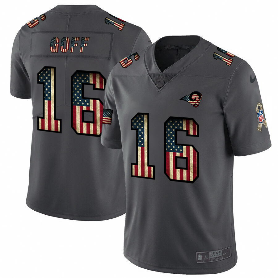 Los Angeles Rams #16 Jared Goff Nike 2018 Salute to Service Retro USA Flag Limited NFL Jersey - LAR203