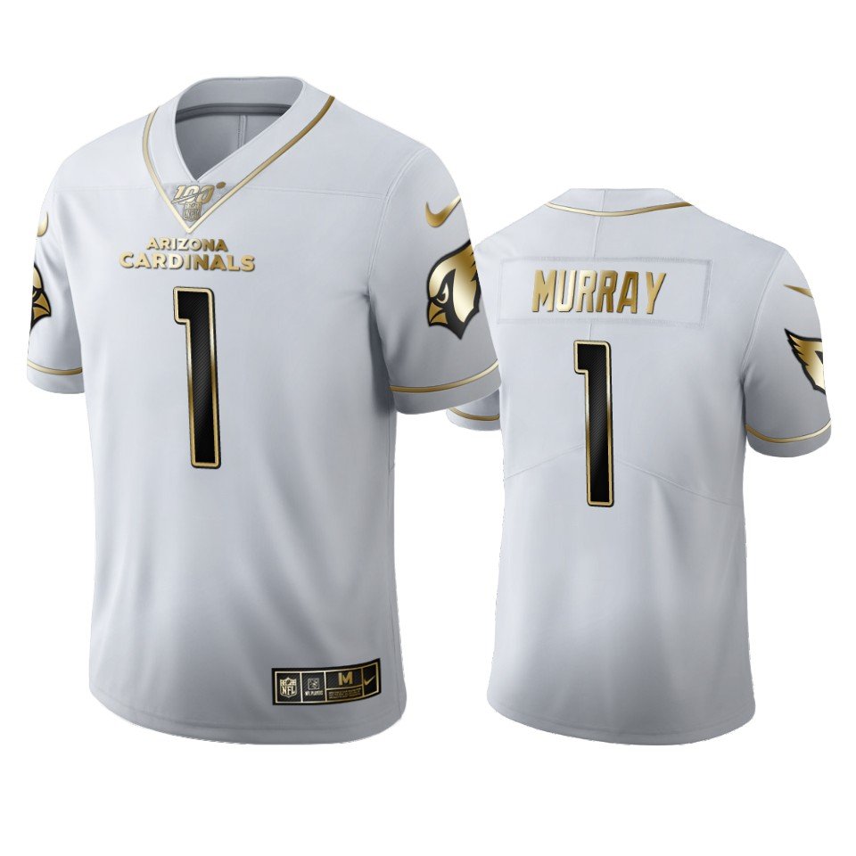 Arizona Cardinals #1 Kyler Murray Nike White Golden Edition Vapor Limited NFL 100 Jersey - ACJ44