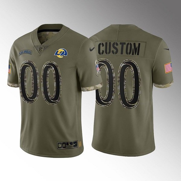 Los Angeles Rams ACTIVE PLAYER Custom Olive 2022 Salute To Service Limited Stitched Jersey - LAR255