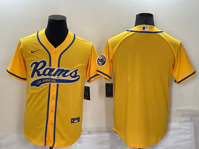 Yellow Los Angeles Rams Blank Stitched Jersey - LAR310