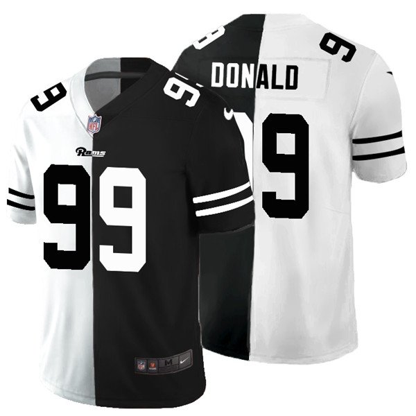 Los Angeles Rams Black & White Split #99 Aaron Donald Limited Stitched Jersey - LAR88