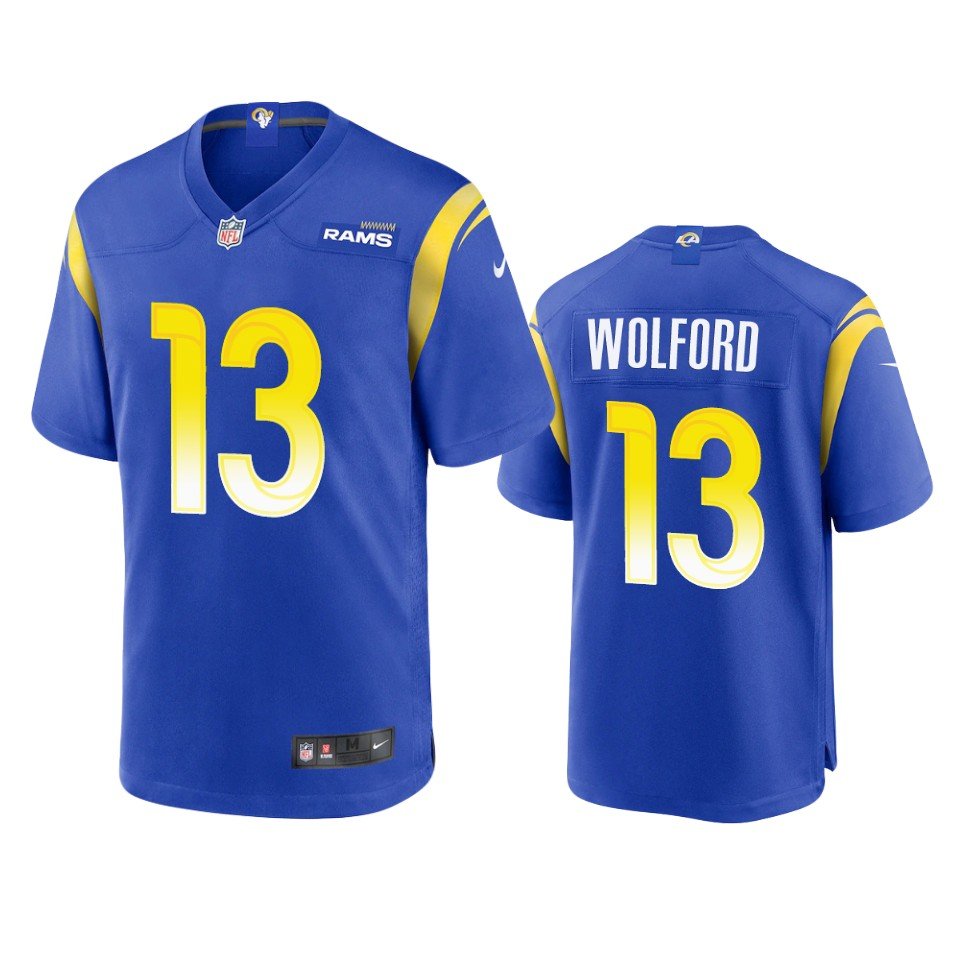 Royal Los Angeles Rams #13 John Wolford Stitched Football Game Jersey - LAR274