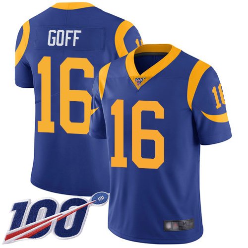 Nike Rams #16 Jared Goff Royal Blue Alternate Stitched NFL 100th Season Vapor Limited Jersey - LAR57