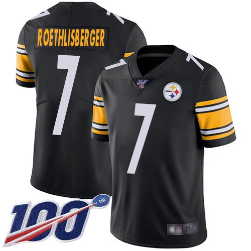Nike Steelers #7 Ben Roethlisberger Black Team Color Stitched NFL 100th Season Vapor Limited Jersey - PSJ301