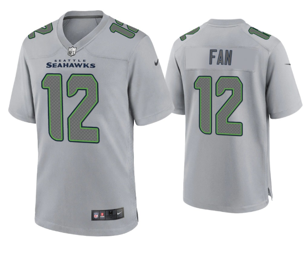 Grey Seattle Seahawks #12 Fan Atmosphere Fashion Stitched Game Jersey