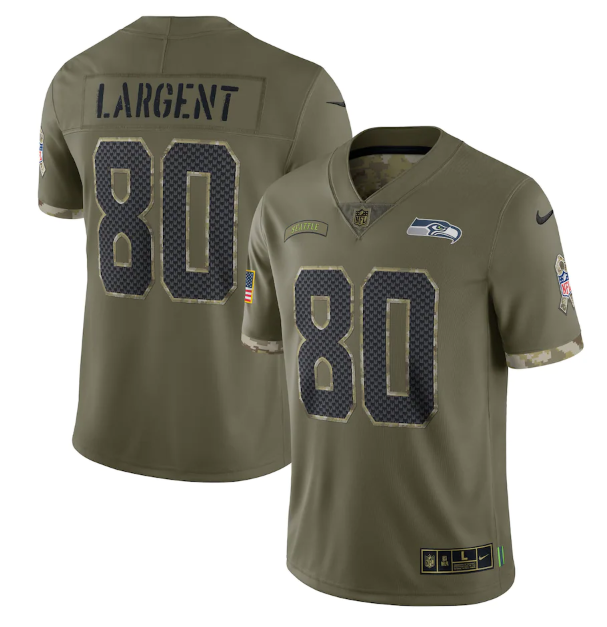 Seattle Seahawks #80 Steve Largent Olive 2022 Salute To Service Limited Stitched Jersey