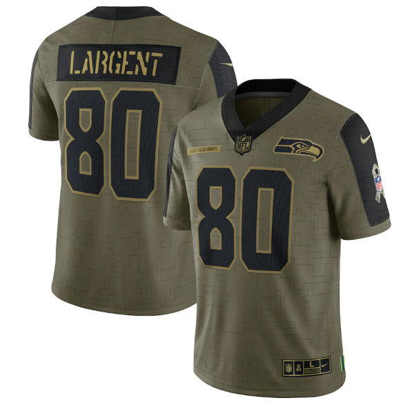 Olive Seattle Seahawks #80 Steve Largent 2021 Salute To Service Limited Stitched Jersey