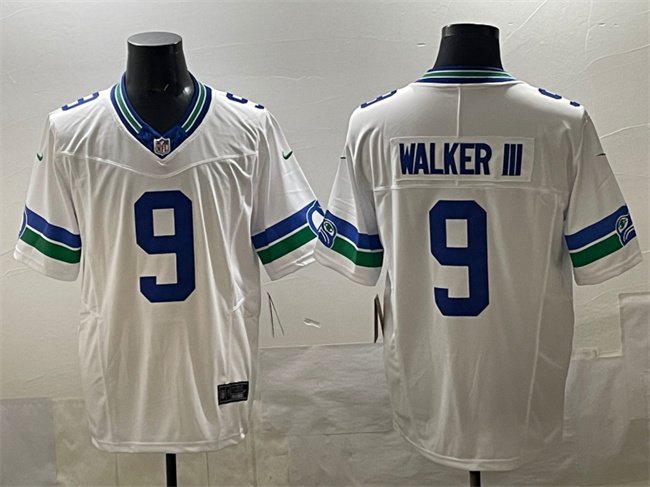 White Seattle Seahawks #9 Kenneth Walker III F.U.S.E Throwback Vapor Limited Stitched Football Jersey