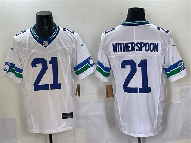 White Seattle Seahawks #21 Devon Witherspoon F.U.S.E Throwback Vapor Limited Stitched Football Jersey
