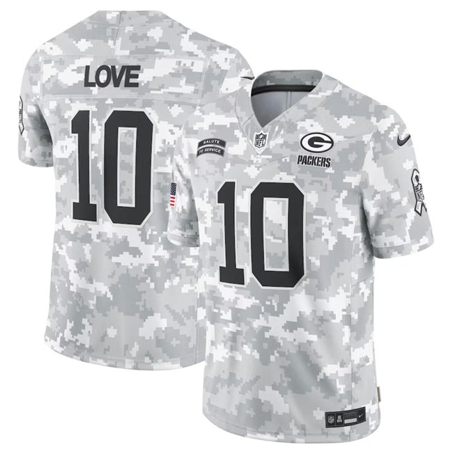 Arctic Camo Green Bay Packers #10 Jordan Love 2024 Salute To Service Limited Stitched Football Jersey - GBJ337