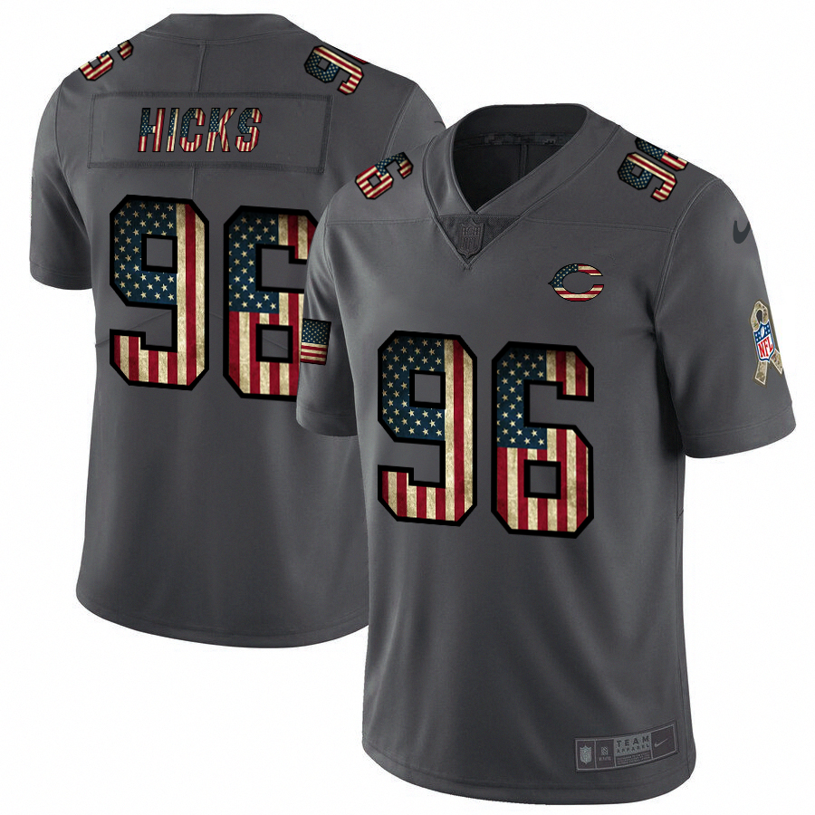 Nike Bears #96 Akiem Hicks 2018 Salute To Service Retro USA Flag Limited NFL Jersey - CBJ92