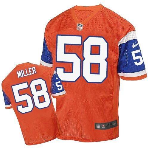 Nike Broncos #58 Von Miller Orange Throwback Stitched NFL Elite Jersey