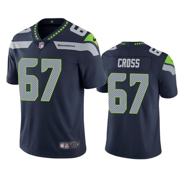 Navy Seattle Seahawks #67 Charles Cross Vapor Untouchable Limited Stitched Jersey