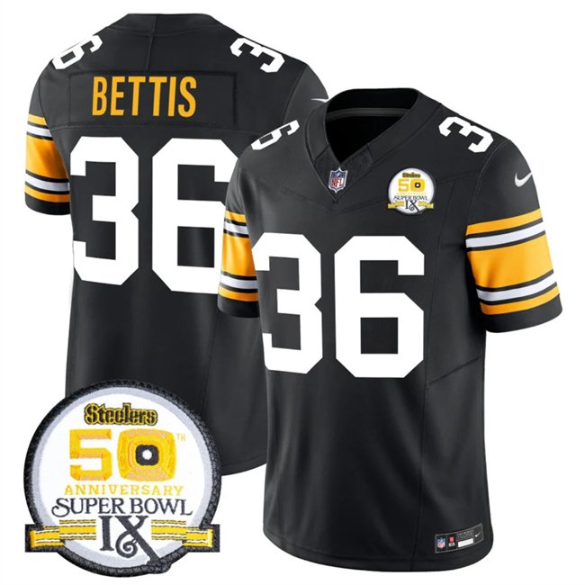 Black Pittsburgh Steelers #36 Jerome Bettis 2024 F.U.S.E. 50th Anniversary Of Super Bowl IX Vapor Untouchable Limited Stitched Jersey - PSJ707