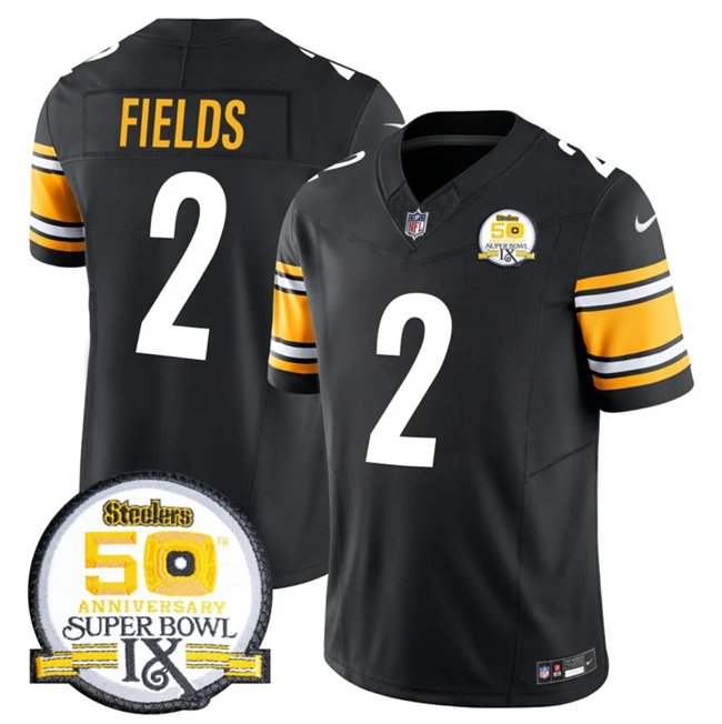 Black Pittsburgh Steelers #2 Justin Fields 2024 F.U.S.E. 50th Anniversary Of Super Bowl IX Alternate Vapor Untouchable Limited Stitched Jersey - PSJ588