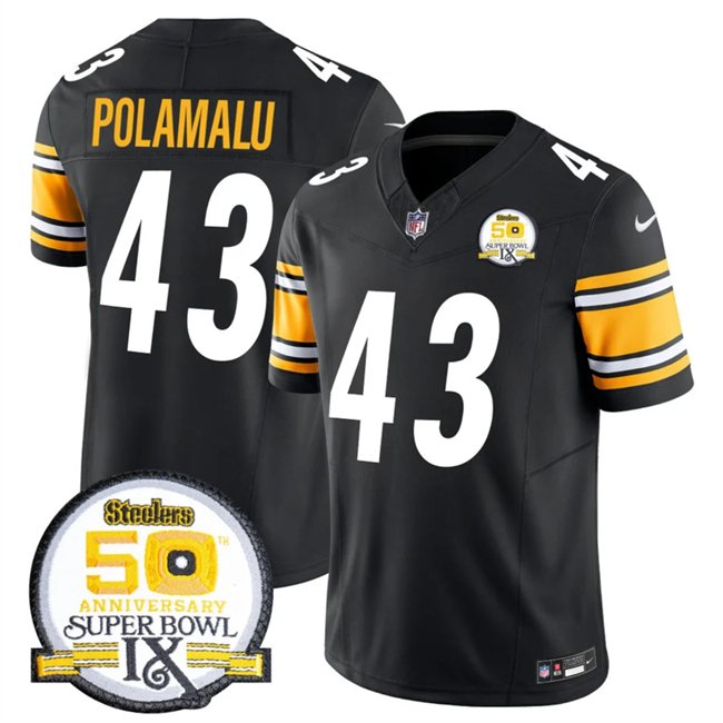 Black Pittsburgh Steelers #43 Troy Polamalu 2024 F.U.S.E. 50th Anniversary Of Super Bowl IX Alternate Vapor Untouchable Limited Stitched Jersey - PSJ487