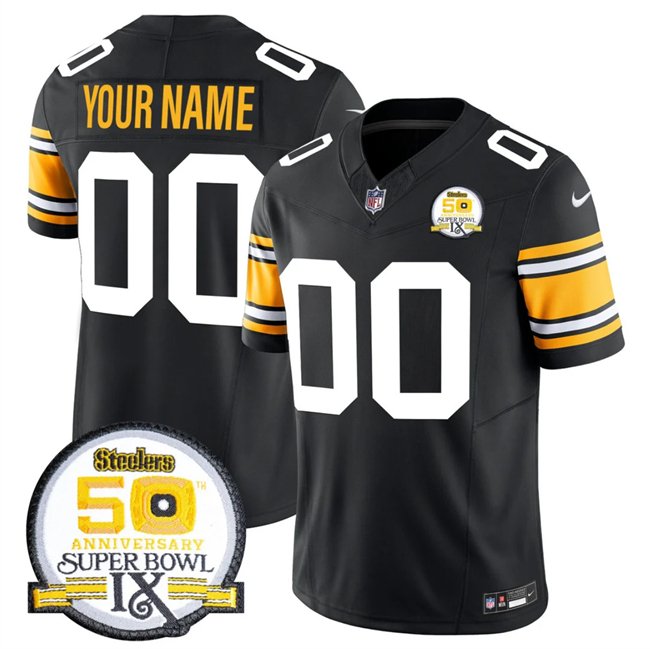Black Pittsburgh Steelers Active Player Custom 2024 F.U.S.E. 50th Anniversary Of Super Bowl IX Vapor Untouchable Limited Stitched Jersey - PSJ712